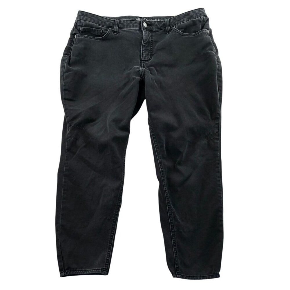 Riders By Lee Womens Jeans 34x25 Black Denim Mid Rise Skinny Leg Classic Casual